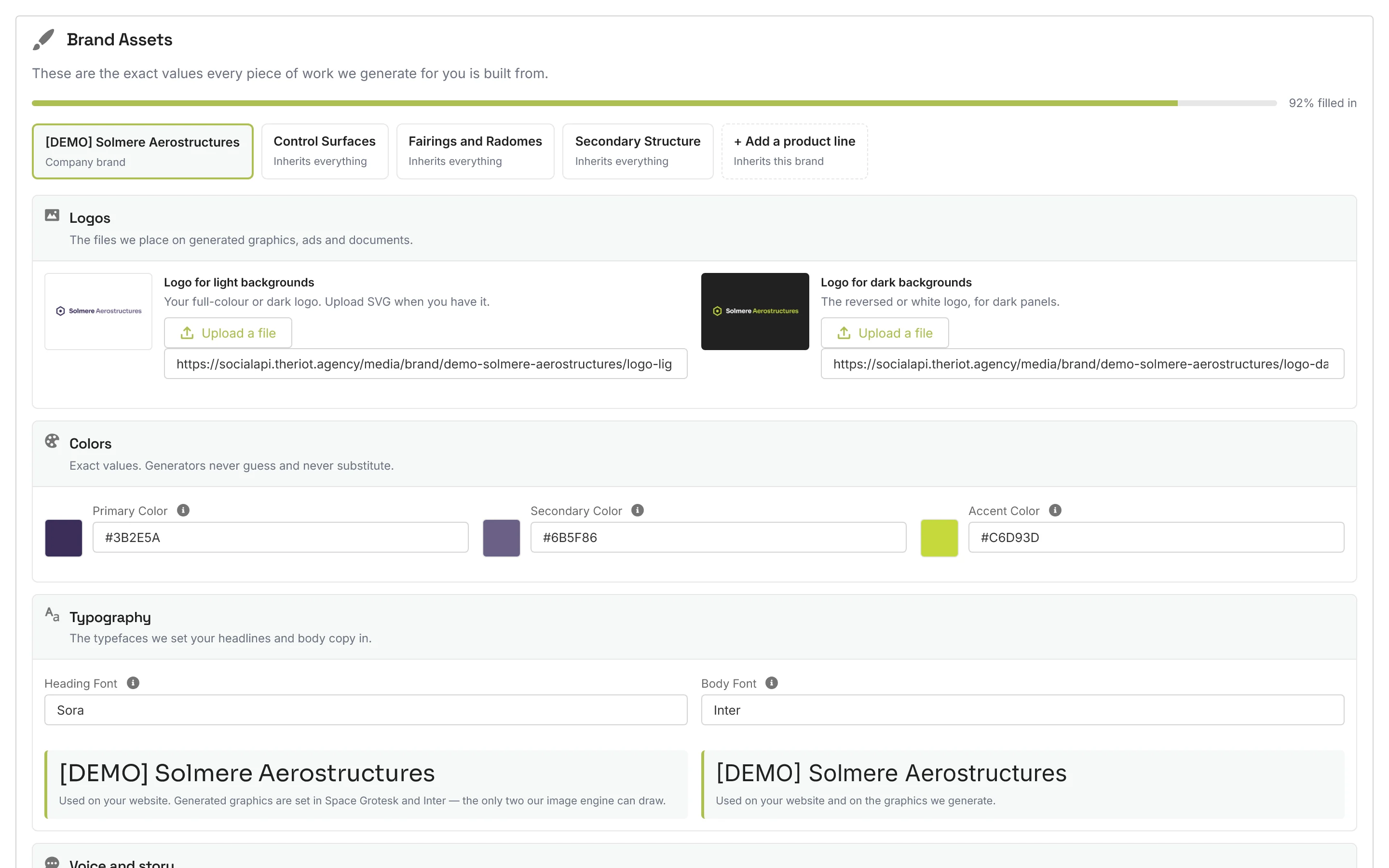 The brand assets portal serving logos, palettes and guidelines