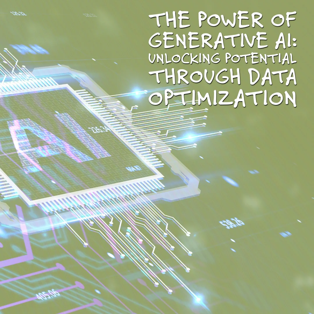 Illustrated computer chip labeled "AI" with glowing circuit lines and floating numbers on a green background.
